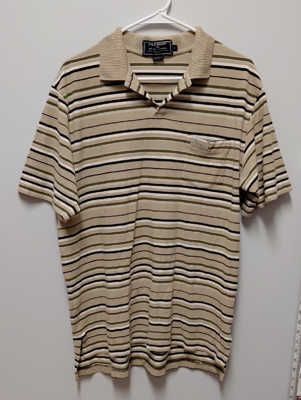 Polo Sport by Ralph Lauren Beige, Black & Olive Striped Polo